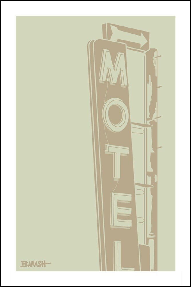 MOTEL SIGN POST DRIFTWOOD | CANVAS | ILLUSTRATION | 2:3 RATIO