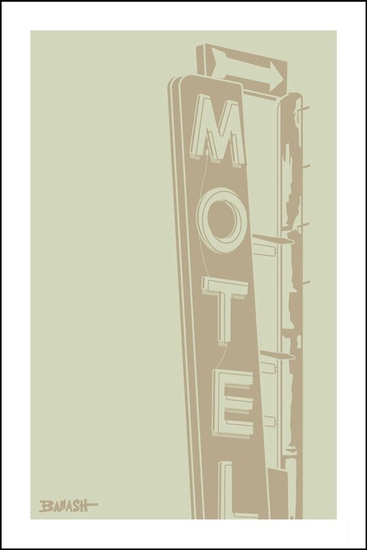 MOTEL SIGN POST DRIFTWOOD | CANVAS | ILLUSTRATION | 2:3 RATIO