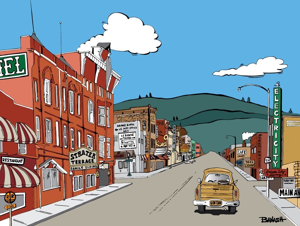DURANGO MAIN AVE HISTORIC DOWNTOWN STRATER HOTEL | LOOSE PRINT | ILLUSTRATION | 3:4 RATIO
