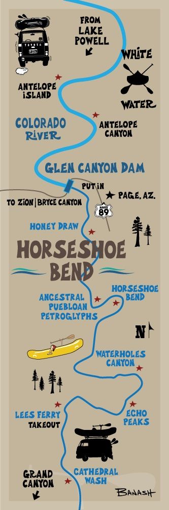 HORSESHOE BEND GLEN CANYON RAPIDS | LOOSE PRINT |ILLUSTRATION | 1:3 RATIO
