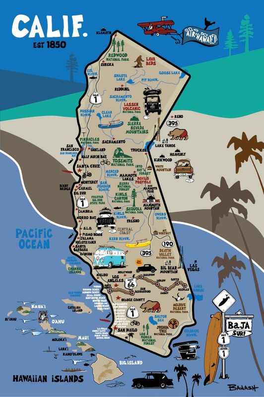 CALIF COAST SURF | CANVAS | ILLUSTRATION | 2:3 RATIO