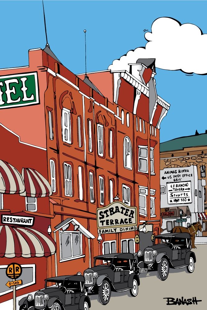 DURANGO STRATER HOTEL MAIN AVE HISTORIC DOWNTOWN | CANVAS | ILLUSTRATION | 2:3 RATIO