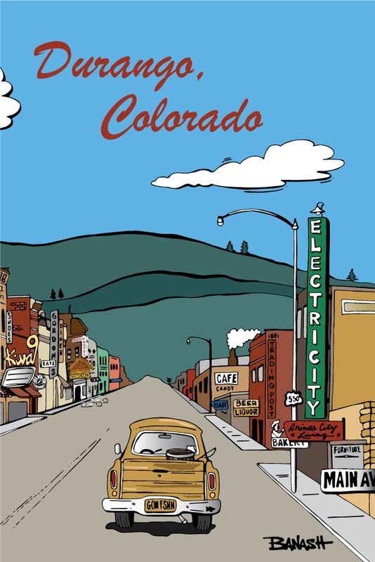 DURANGO MAIN AVE HISTORIC DOWNTOWN | CANVAS | ILLUSTRATION | 2:3 RATIO
