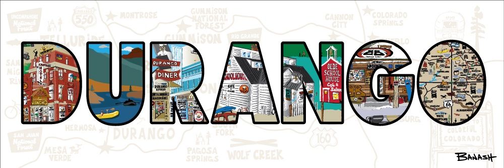 DURANGO OUTLINE DOWNTOWN BUILDINGS | LOOSE PRINT | ILLUSTRATION | 1:3 RATIO