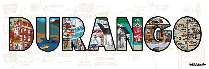 DURANGO OUTLINE DOWNTOWN BUILDINGS | CANVAS | ILLUSTRATION | 1:3 RATIO