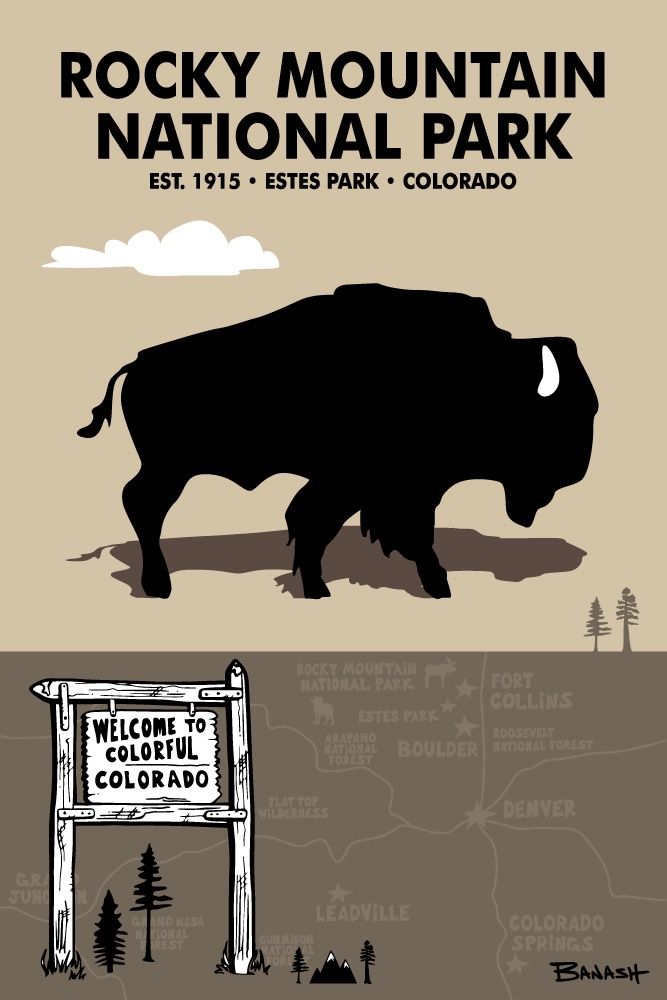 ROCKY MOUNTAIN NATIONAL PARK BISON | LOOSE PRINT | ILLUSTRATION | 2:3 RATIO