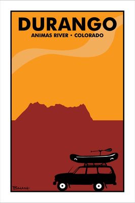 DURANGO ANIMAS RIVER COLORADO RAFT LAND CRUISER GREM PADDLE CATCH A RIVER | LOOSE PRINT | ILLUSTRATION | 2:3 RATIO