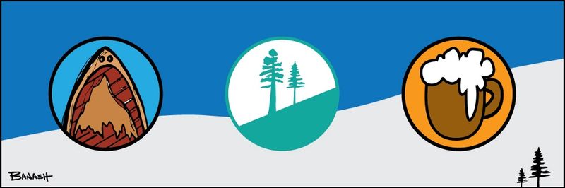 BOARD LIFE SNOWBOARD SLOPE PINES COL BEER CLASSIC LOGO | LOOSE PRINT | ILLUSTRATION | 1:3 RATIO