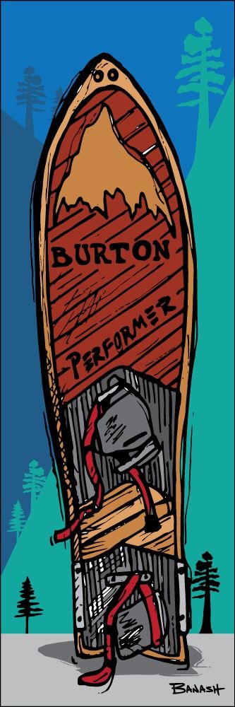 BURTON PERFORMER SNOWBOARD SLOPES | LOOSE PRINT | ILLUSTRATION | 1:3 RATIO