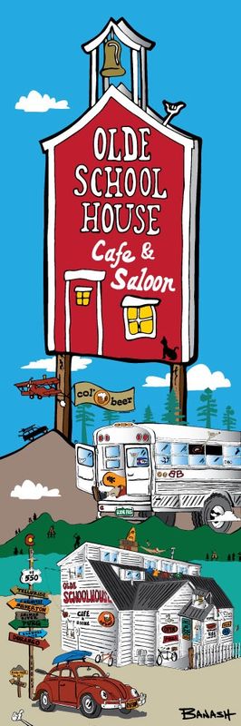 OLDE SCHOOLHOUSE VERT | CANVAS | ILLUSTRATION | 1:3 RATIO