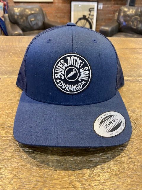 BLUES MTN &amp; SOUL LOGO | STITCHED PATCH | 6-PANEL PRO STYLE MESH HAT, PATCH: STITCHED, COLOR: NAVY | NAVY