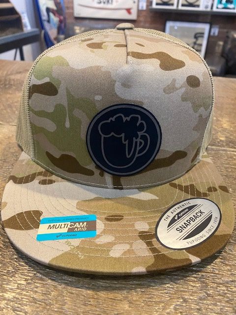 COL&#39; BEER LOGO | LEATHER PATCH | 5-PANEL CLASSIC TRUCKER HAT, PATCH: LEATHER, COLOR: MULTI CAMO