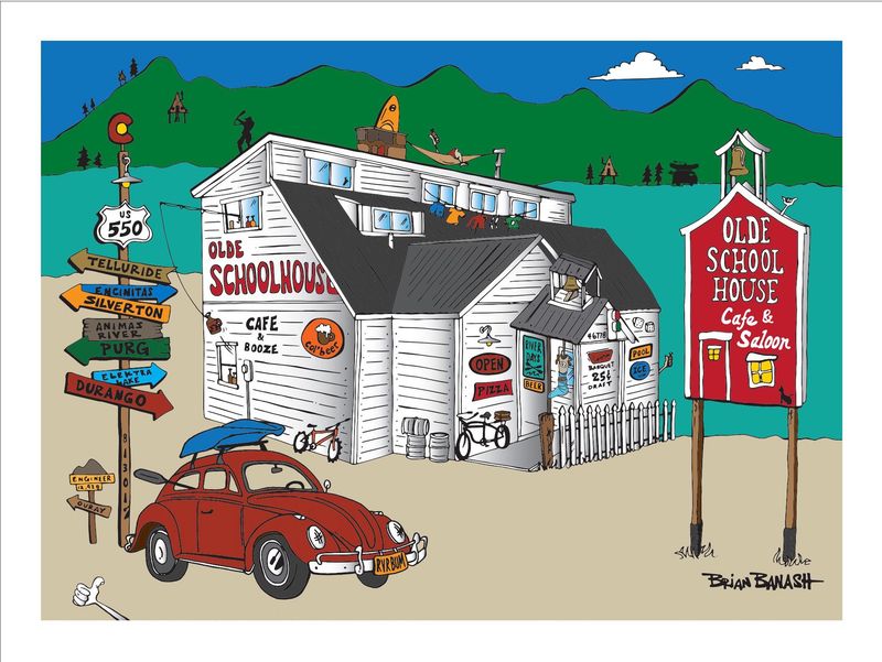 OLDE SCHOOLHOUSE RIVER | CANVAS | ILLUSTRATION | 3:4 RATIO