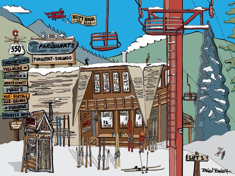 FARQUAHRTS PURGATORY SKI MOUNTAIN | CANVAS | ILLUSTRATION | 3:4 RATIO