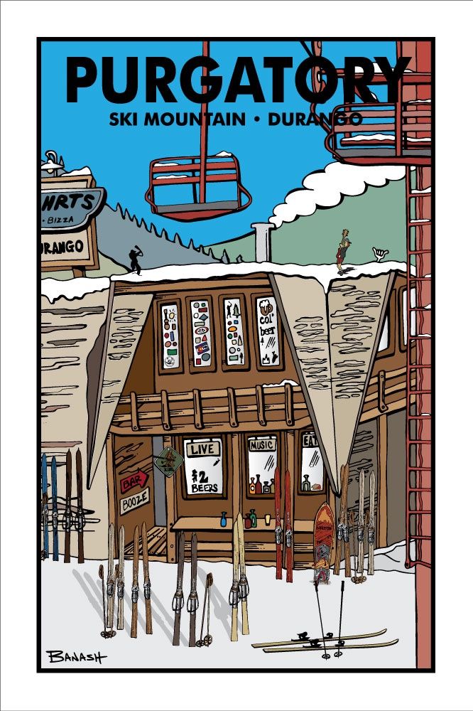 PURGATORY SKI MOUNTAIN DURANGO FARQUAHRTS | CANVAS | ILLUSTRATION | 2:3 RATIO