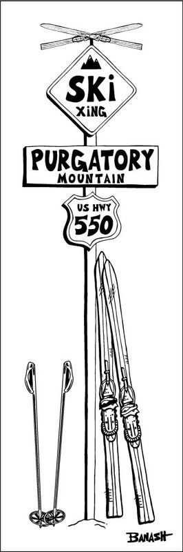 PURGATORY SKI XING VINTAGE SKIIS HWY 550 SIGN POST | CANVAS | ILLUSTRATION | 1:3 RATIO