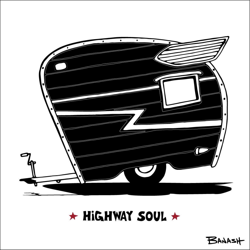 TEAR DROP CAMPER HIGHWAY SOUL | CANVAS | ILLUSTRATION | 1:1 RATIO