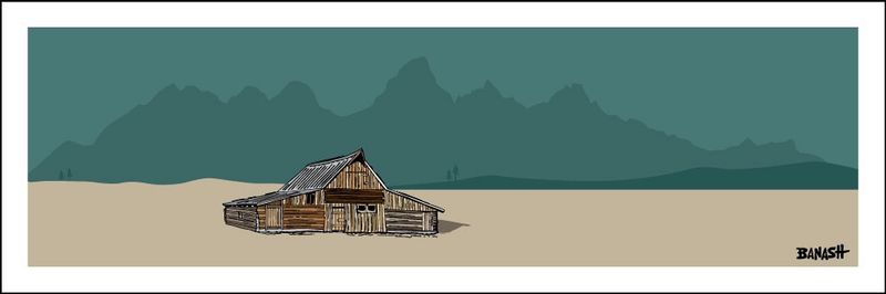 JACKSON HOLE MOULTON BARN TETONS | LOOSE PRINT | ILLUSTRATION | 1:3 RATIO