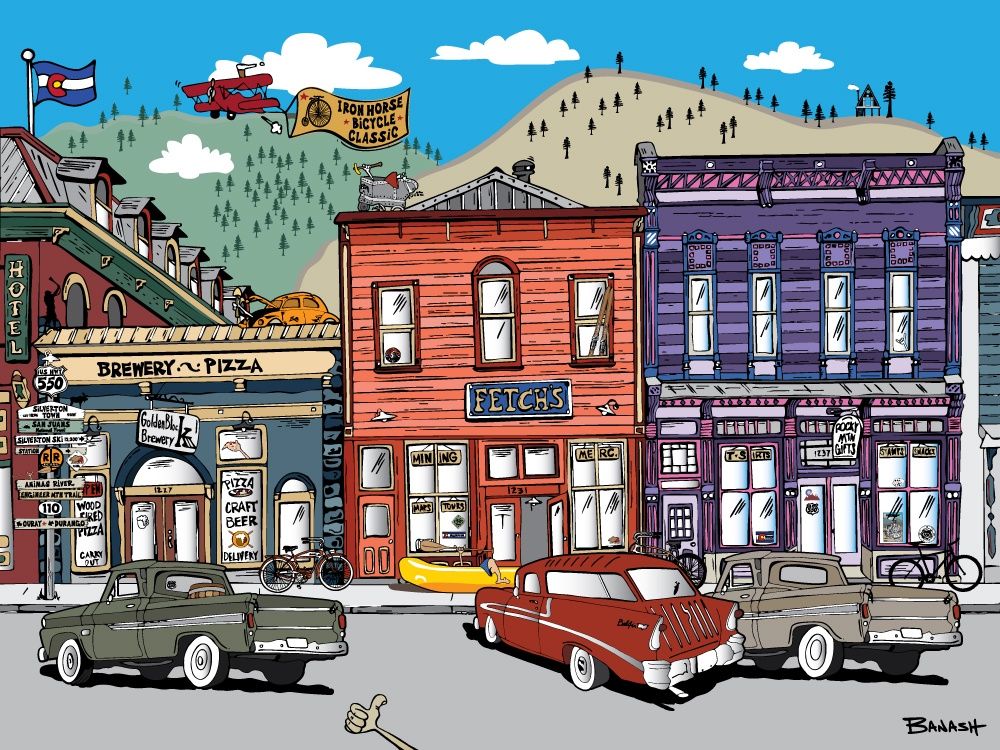 SILVERTON HISTORIC DOWNTOWN 1200 BLOCK GREEN ST COLOR | LOOSE PRINT | ILLUSTRATION | 3:4 RATIO