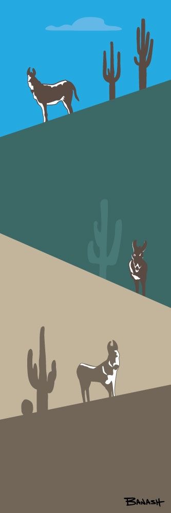 BURRO CACTUS SWITCHBACKS | CANVAS | ILLUSTRATION | 1:3 RATIO