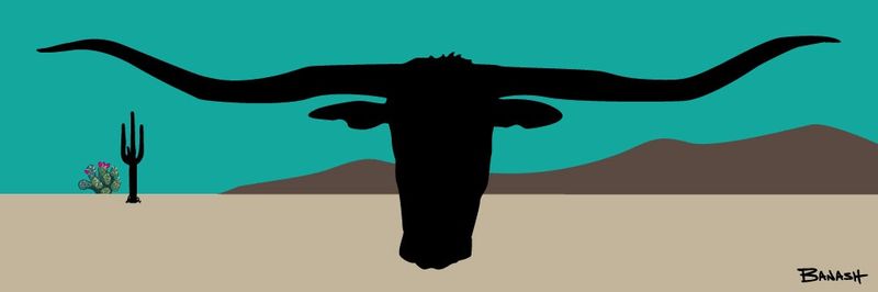 LONGHORN PLAINS CACTUS SEAFOAM | CANVAS | ILLUSTRATION | 1:3 RATIO