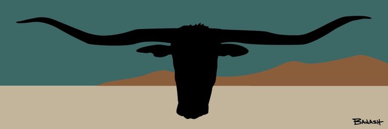 LONGHORNS PLAINS SEAFOAM | CANVAS | ILLUSTRATION | 1:3 RATIO