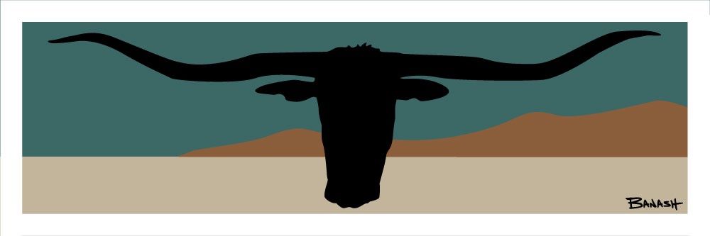 LONGHORNS PLAINS SEAFOAM | LOOSE PRINT | ILLUSTRATION | 1:3 RATIO