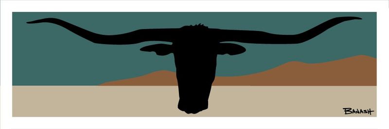 LONGHORNS PLAINS SEAFOAM | LOOSE PRINT | ILLUSTRATION | 1:3 RATIO