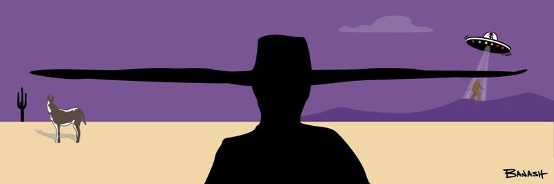 RANCHER PLAINS UFO SASQUATCH BURRO | CANVAS | ILLUSTRATION | 1:3 RATIO