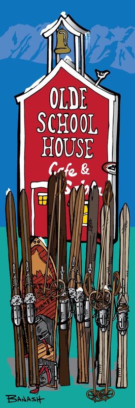 OLDE SCHOOLHOUSE SIGN VINTAGE SKIIS | CANVAS | ILLUSTRATION | 1:3 RATIO