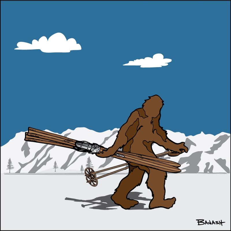 PURGATORY SAN JUANS SASQUATCH VINTAGE SKIIS | CANVAS | ILLUSTRATION | 1:1 RATIO