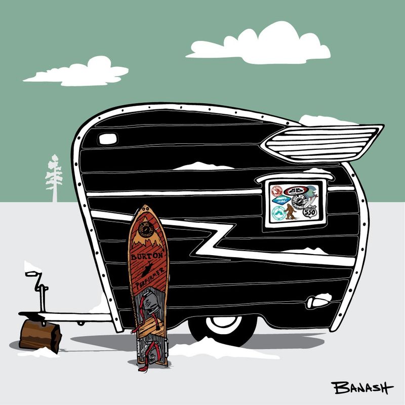 DURANGO TEAR DROP CAMPER SNOWBOARD | CANVAS | ILLUSTRATION | 1:1 RATIO