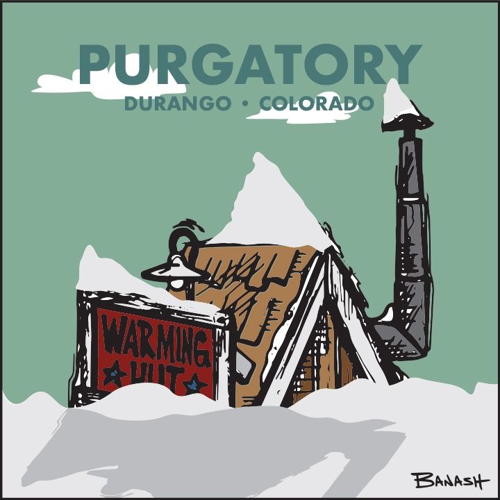 WARMING HUT SNOW DAY PURGATORY DURANGO COLORADO | CANVAS | ILLUSTRATION | 1:1 RATIO