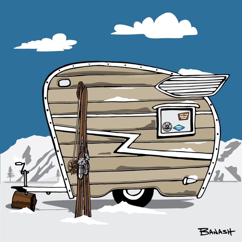 DURANGO TEAR DROP CAMPER VINTAGE SKIIS | LOOSE PRINT | ILLUSTRATION | 1:1 RATIO