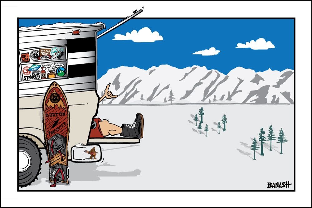 DURANGO PURGATORY SAN JUANS TRUCK TAILGATE SNOWBOARD SHACK GREM OUTLINES | LOOSE PRINT | ILLUSTRATION | 2:3 RATIO