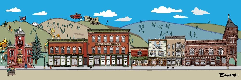 TELLURIDE NEW SHERIDAN HOTEL HISTORICAL DOWNTOWN BLOCK | LOOSE PRINT | ILLUSTRATION | 1:3 RATIO