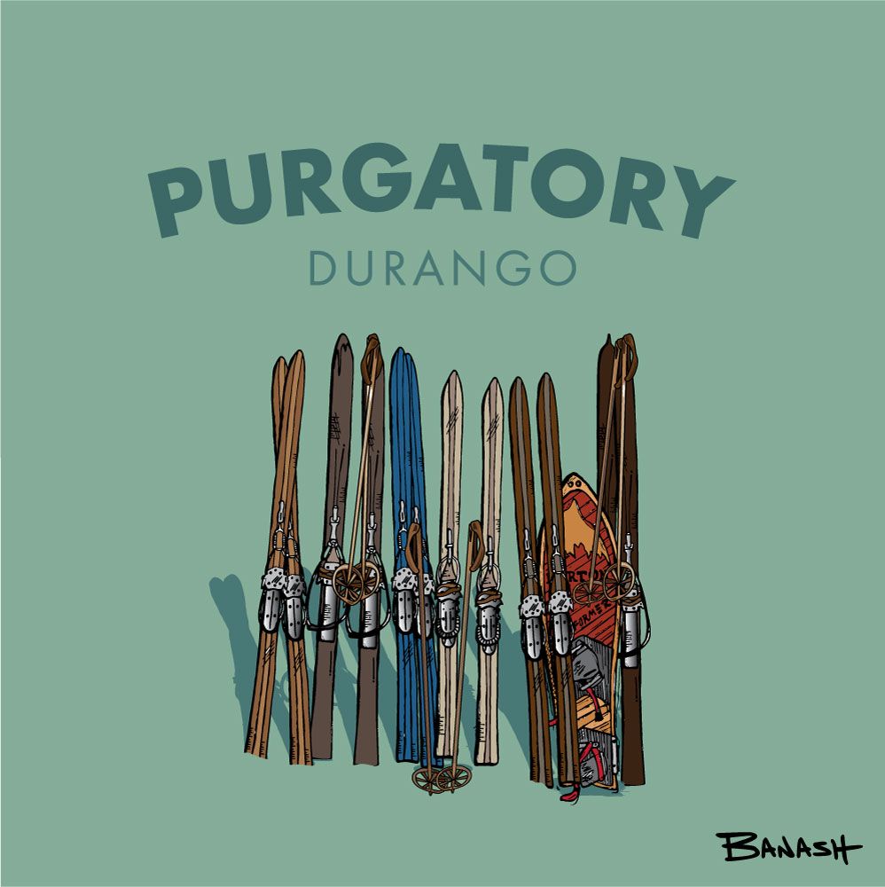 PURGATORY DURANGO VINTAGE SKI QUIVER SNOWBOARD | LOOSE PRINT | ILLUSTRATION | 1:1 RATIO