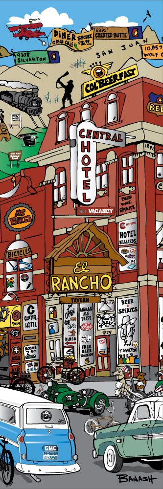 EL RANCHO CENTRAL HOTEL VERT | LOOSE PRINT | ILLUSTRATION | 1:3 RATIO