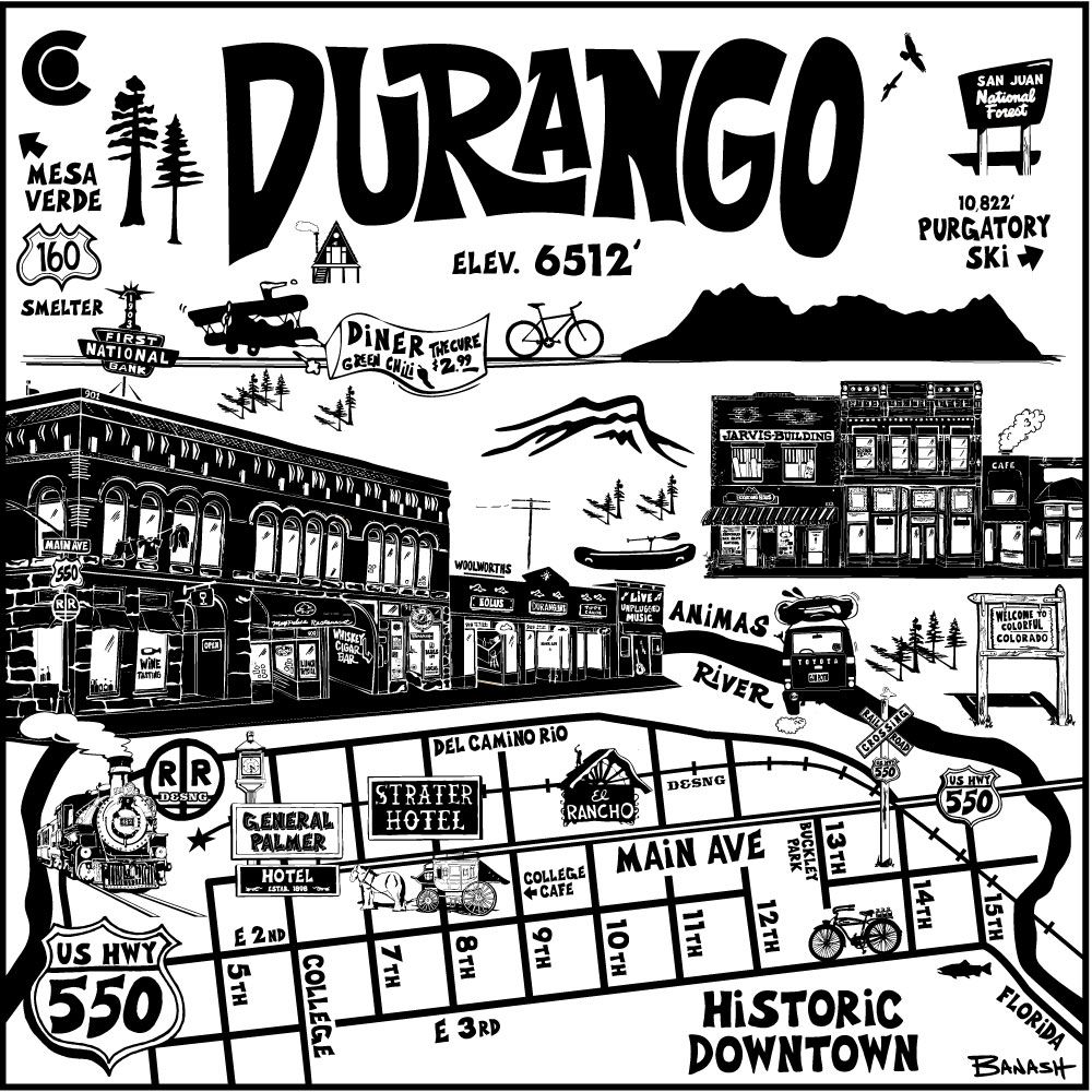 DURANGO HISTORIC DOWNTOWN | CANVAS | ILLUSTRATION | 1:1 RATIO