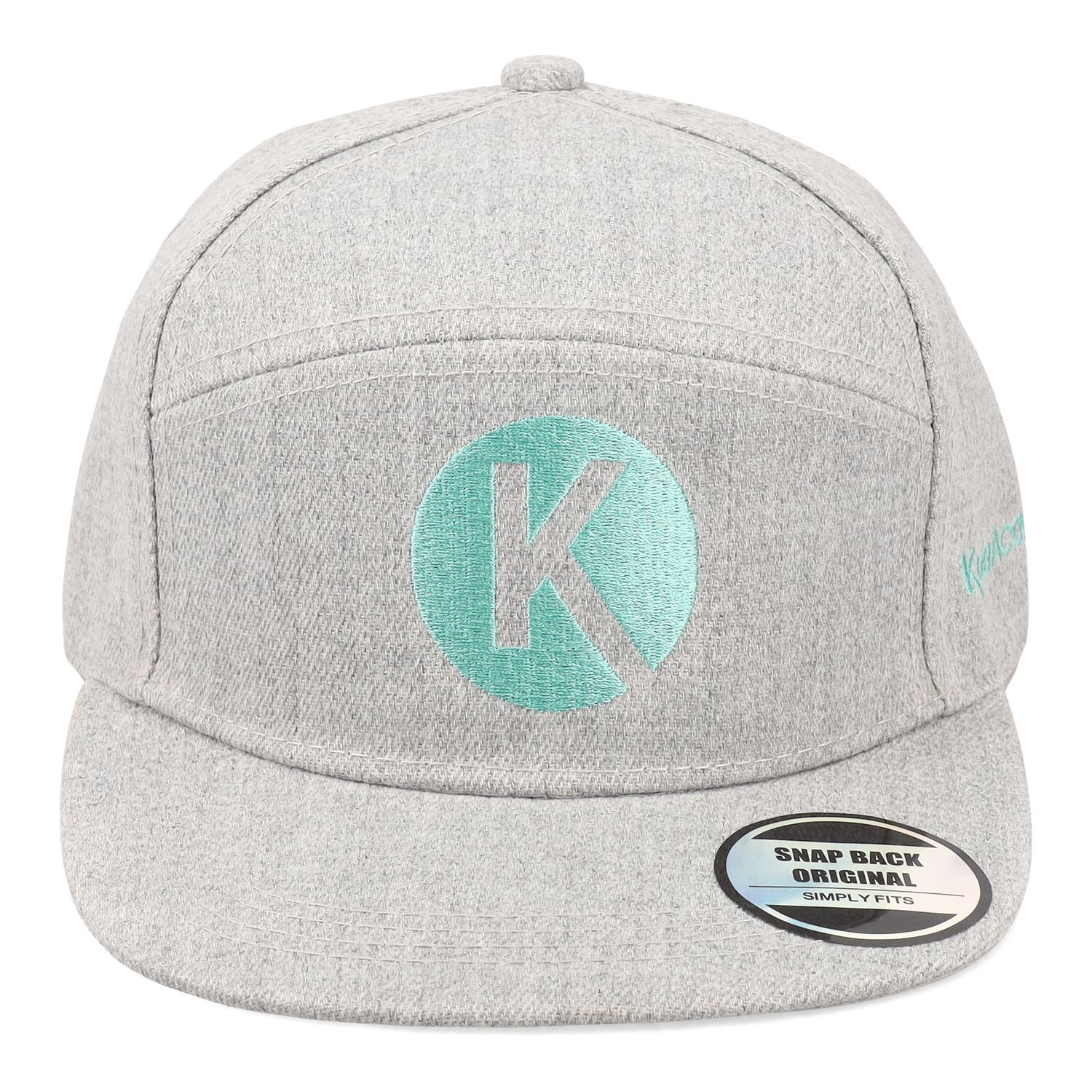 Koa Flat Peak Cap Grey and Turquoise