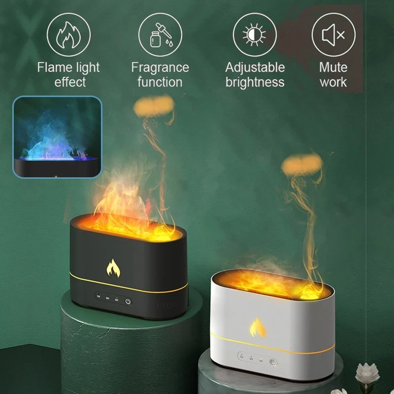 Flame Air Humidifier Ultrasonic Aromatherapy Diffuser Volcano Mist Maker Fragrance Essential Oil Aroma