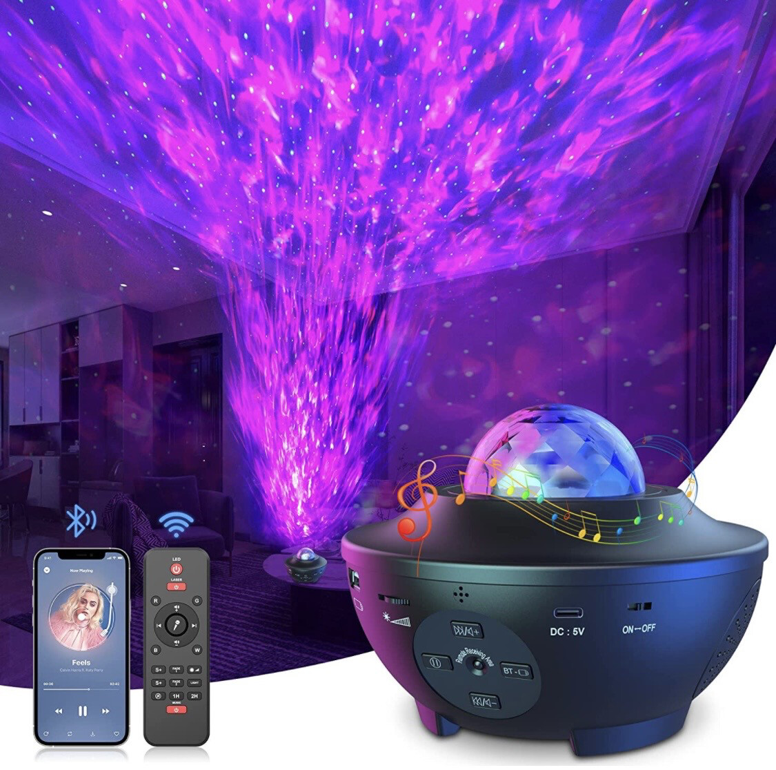 Galaxy LED Projector Light Starry Sky Star Bluetooth Music Night Light Remote