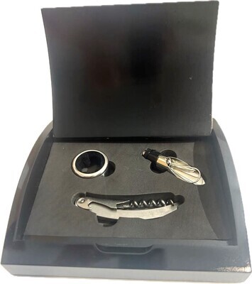 Ensemble tire-bouchon, bec verseur et collier anti-goutte
