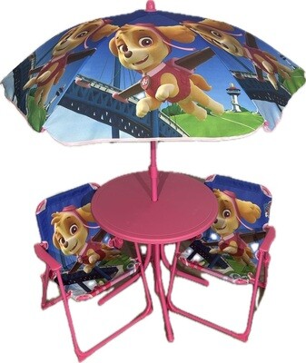 Ensemble de table parasol avec deux chaises- Pat Patrouille Stella