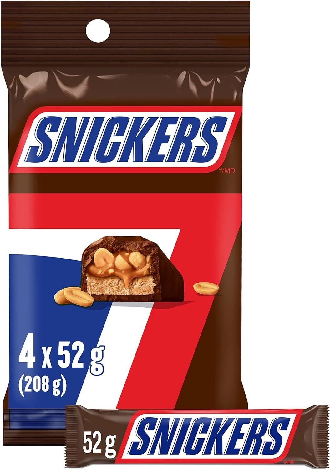 Snickers, 4 barre de chocolats 208g