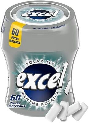 Excel 60 gommes à la menthe polar sans sucre 620g