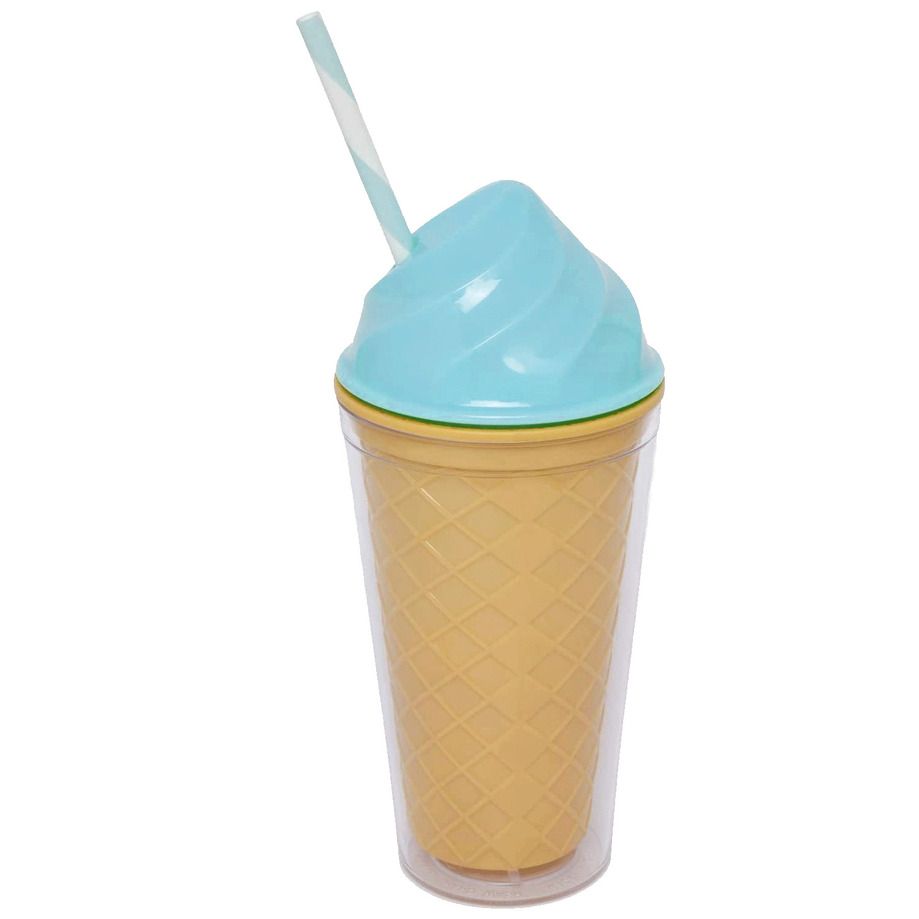 Tasse à double parois avec paille - Crème glacée aqua