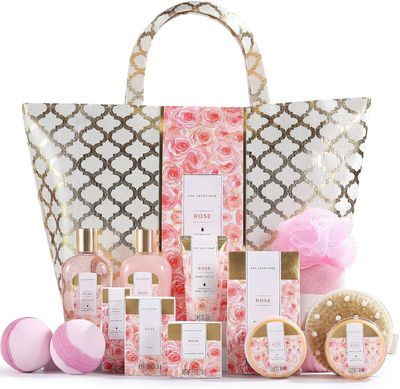Spa Luxetique Coffret de Bain et de Soins, 15 Pièces, Parfum de Rose