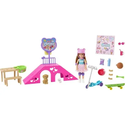 Barbie-Coffret Chelsea, coffret skate-park avec poupée et accessoires