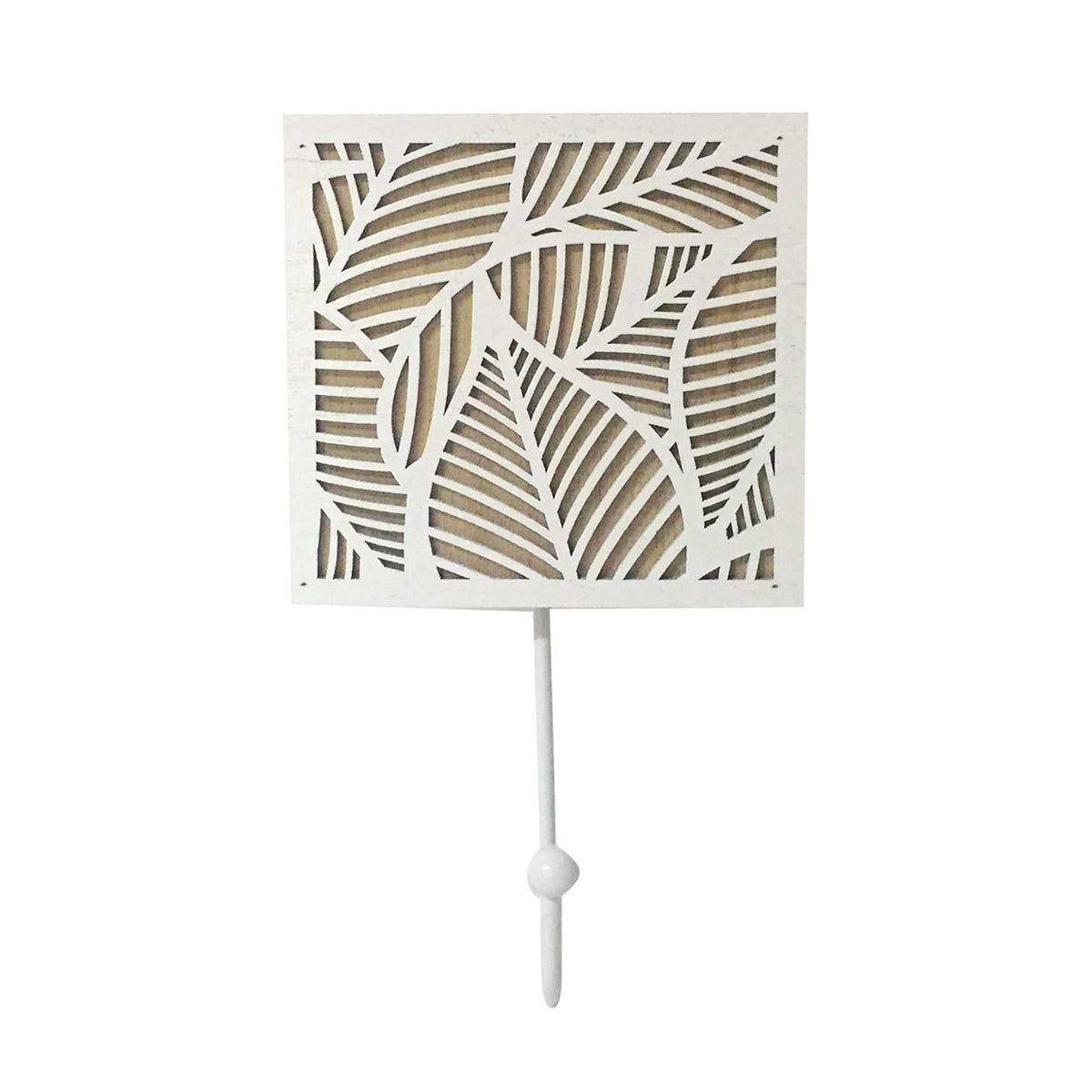 Crochet mural en métal à motif de feuilles